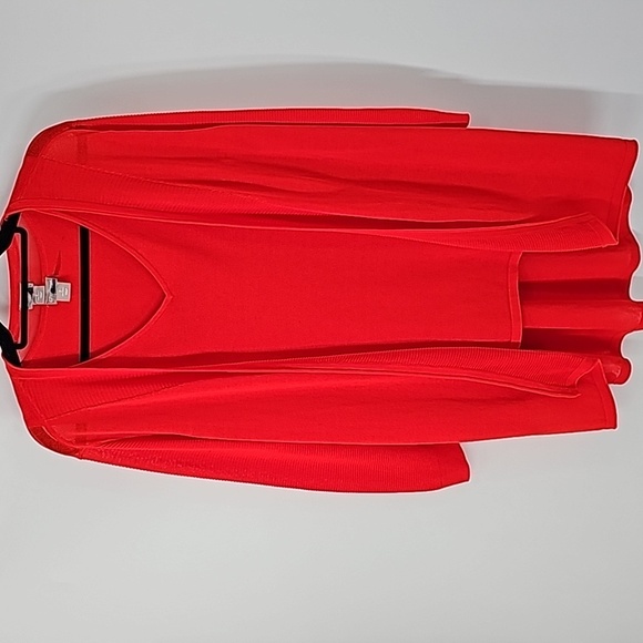 Chico's Red 2-Piece Knit Set Sleeveless Shell Top & Open Longline Cardigan - Picture 1 of 17